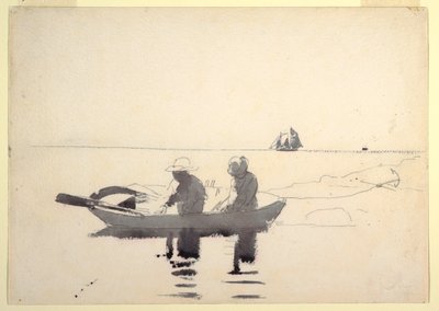 Desenho, Duas figuras num barco a remos, 1880 de Winslow Homer