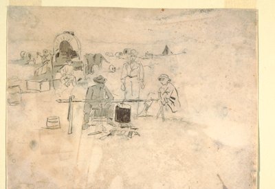 Desenho, Dois Estudos de um Corneteiro, 1862-64 de Winslow Homer