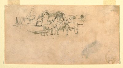 Desenho, Comboio de carroças no acampamento, 1862 de Winslow Homer