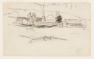 Pescador e dois outros homens em uma canoa de Winslow Homer