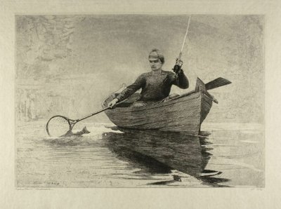 Pesca com mosca, Lago Saranac de Winslow Homer