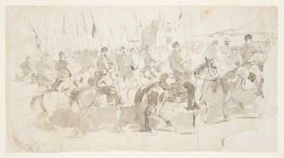 Sexto Regimento de Cavalaria do General McClellan, embarcando em Alexandria para Old Point Comfort de Winslow Homer