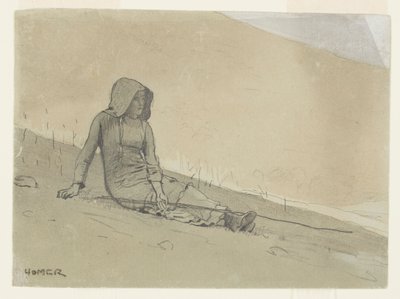 Garota sentada em uma encosta de Winslow Homer