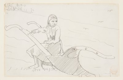 Garota sentada em um arado de Winslow Homer