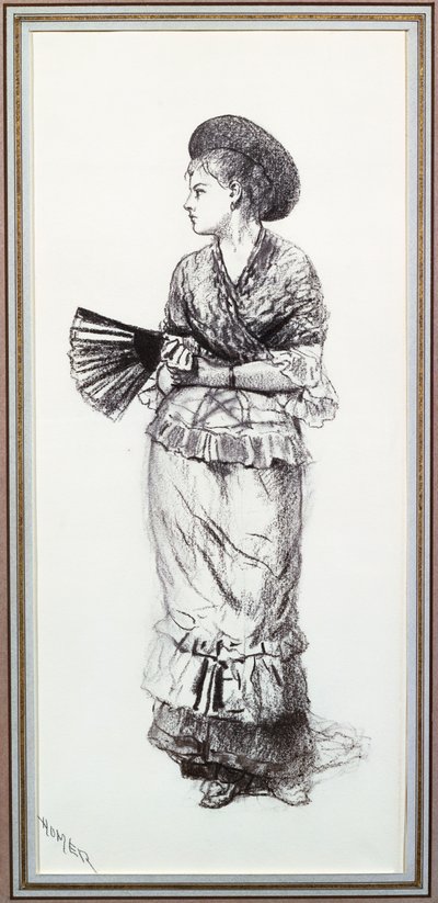 Garota com Ventilador (carvão sobre papel) de Winslow Homer
