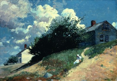 Casas em uma colina, 1879 de Winslow Homer