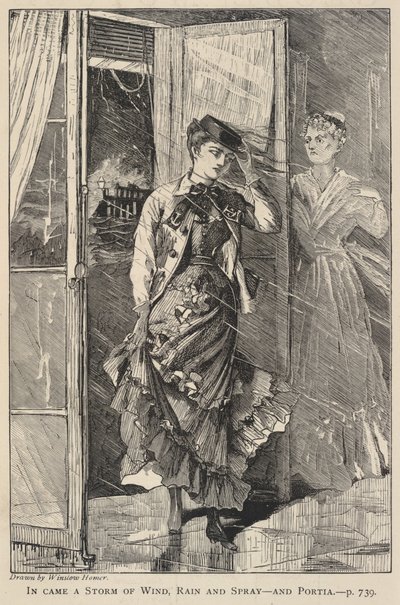 Levantou-se uma tempestade de vento, chuva e borrifos - e Portia, de The Galaxy, dezembro de 1869 de Winslow Homer