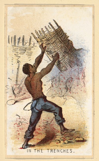 Em The Trenches from a series of Collectors Cards chamado Life in Camp, pub. 1864 (cor litho) de Winslow Homer