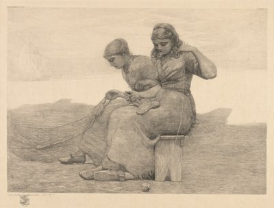 Emendando as lágrimas, 1888. de Winslow Homer