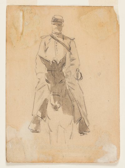 Oficial e cabeça de um cavalo de Winslow Homer