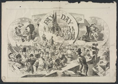 Dia de pagamento no exército de Potomac, 1863. de Winslow Homer