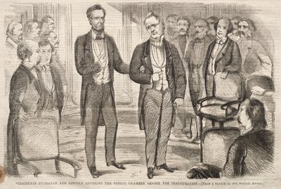 Os presidentes Buchanan e Lincoln entrando na Câmara do Senado antes da posse de Winslow Homer