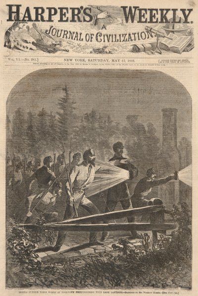 Rebeldes Fora de Suas Obras em Yorktown Reconhecimento com Lanternas Negras, de Harper de Winslow Homer