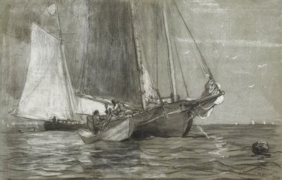 Escuna em Anchor, 1884 de Winslow Homer