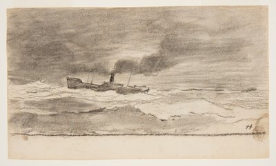 Seascape com traineira de pesca, Cullercoats, Inglaterra de Winslow Homer