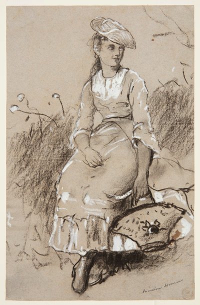 Menina sentada com uma cesta de Winslow Homer