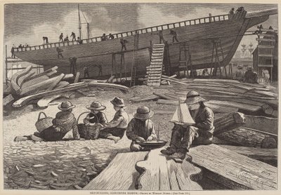 Ship-Building, Gloucester Harbor, publicado em 1873. de Winslow Homer