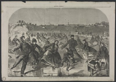 Patinando na lagoa de patinação feminina no Central Park, Nova York, 1860. de Winslow Homer