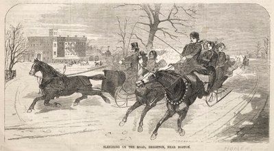 Sleighing na estrada, Brighton, perto de Boston, 1859. de Winslow Homer