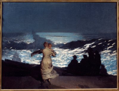 Noite de Verão. Mulheres a dançar ao luar. Pintura por Winslow Homer (1836-1910) Ec. Am de Winslow Homer