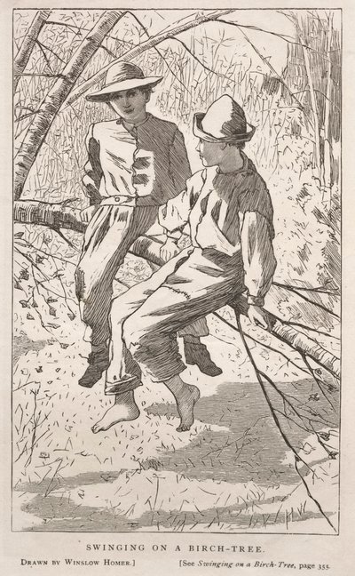 Balançando em uma árvore de vidoeiro, 1867. de Winslow Homer