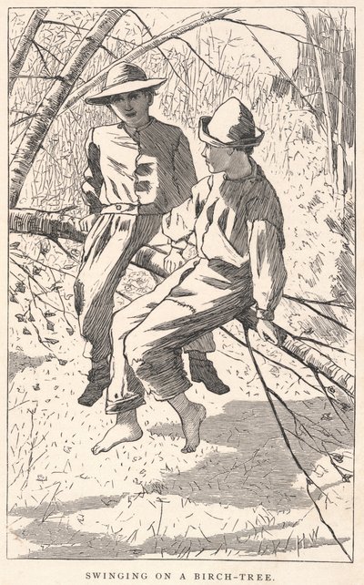 Baloiço numa bétula, de Our Young Folks, junho de 1867 de Winslow Homer