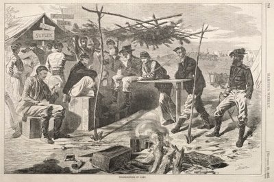 Ação de Graças em Camp, 1862. de Winslow Homer