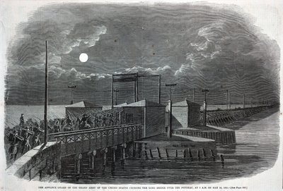A Guarda Avançada do Grande Exército dos Estados Unidos atravessa a Long Bridge sobre o Potomac às 2 da manhã de 24 de maio de 1861, de Harper