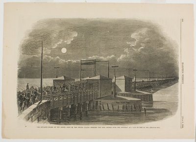 A Guarda Avançada do Grande Exército dos Estados Unidos a atravessar a Ponte Longa sobre o Potomac às 2 da manhã de 24 de maio de 1861 de Winslow Homer