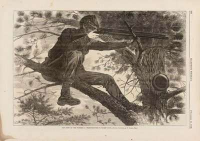 O Exército do Potomac, um atirador afiado em serviço de piquete, publicado no Harper "s Weekly, 15 de novembro de 1862 de Winslow Homer