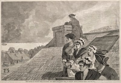 A Batalha de Bunker Hill - Assistindo à luta de Copps Hill, em Boston, 1875. de Winslow Homer