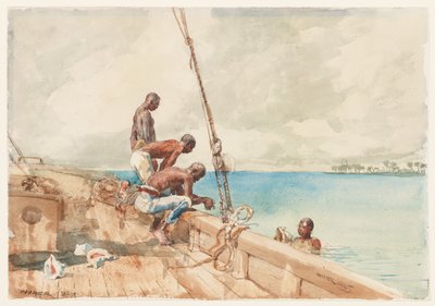 The Conch Divers, 1885 (wc sobre grafite sobre papel) de Winslow Homer