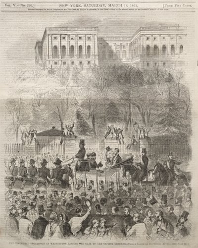 A procissão inaugural em Washington, ao passar pelo portão do recinto do Capitólio de Winslow Homer