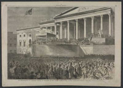 Tomada de posse de Abraham Lincoln como Presidente dos Estados Unidos, no Capitólio, Washington, 4 de março de 1861 de Winslow Homer