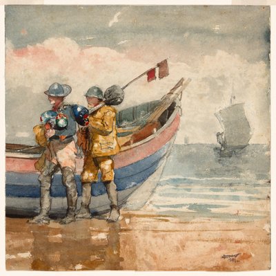 The Return, Tynemouth (reto) Estudo (verso) de Winslow Homer