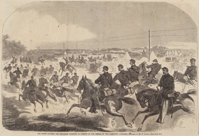 The Union Cavalry and Artillery Starting in Pursuit of the Rebels up the Yorktown..., publicado em 1862 de Winslow Homer