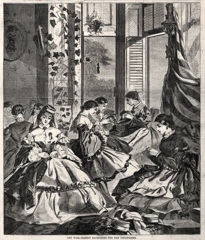 A Guerra - A confeção de chapéus Havelock para os voluntários de Winslow Homer