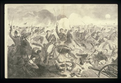 A Guerra pela União 1862 - Uma Carga de Cavalaria (gravura em madeira) de Winslow Homer