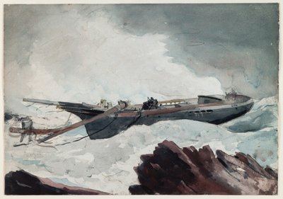 A escuna naufragada, c.1900-10 (aguarela e carvão sobre papel) de Winslow Homer