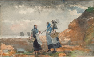 Três Fisher Girls, Tynemouth, 1881. de Winslow Homer