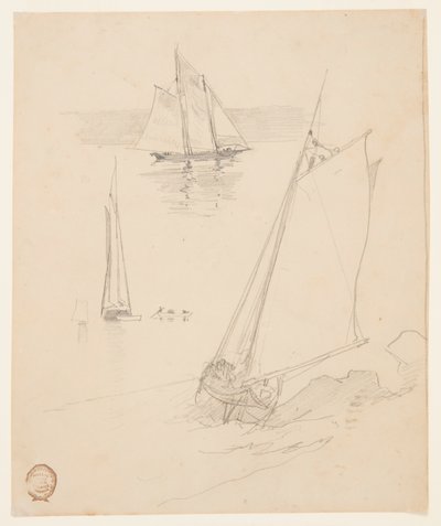 Três esboços de escunas de Winslow Homer