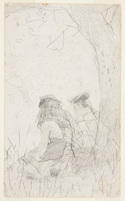 Duas garotas sentadas em um banco de Winslow Homer