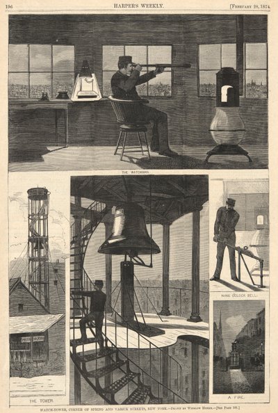 Watch-Tower, esquina das ruas Spring e Varick, Nova York, de Harper de Winslow Homer
