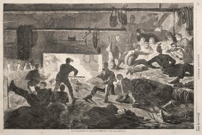Quartos de inverno no acampamento - o interior de uma cabana, 1863. de Winslow Homer