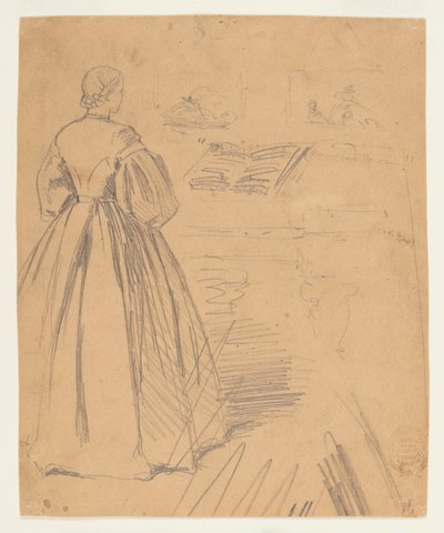 Mulher em pé diante de um piano de Winslow Homer