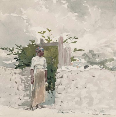 Mulher de pé junto a um portão, Bahamas de Winslow Homer