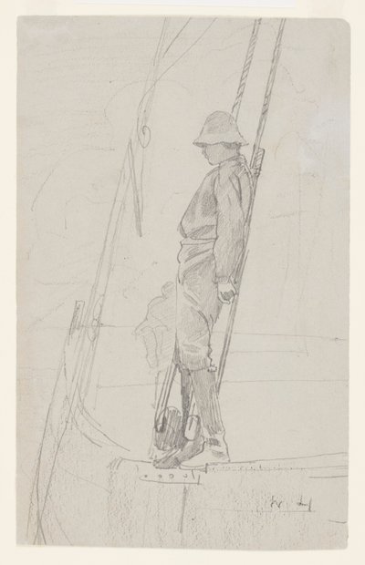 Jovem encostado no equipamento de veleiro de Winslow Homer