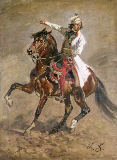 General Tadeusz Kosciuszko (1746-1817) a cavalo, esboço para &39;The Panorama of Raclawice&39;, 1893 (ver 127666) de Wojciech Kossak
