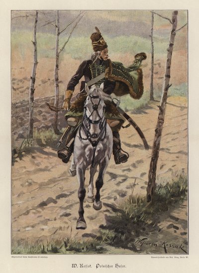 Hussar polonês (cor litho) de Wojciech Kossak