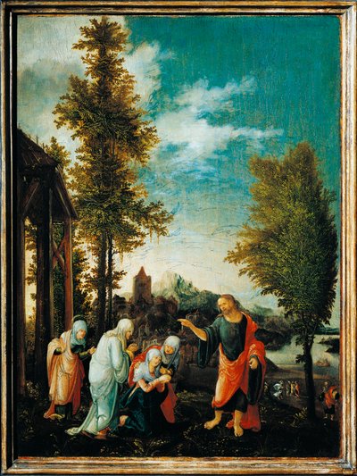 O Adeus de Cristo a Maria (óleo sobre madeira de Wolf Huber